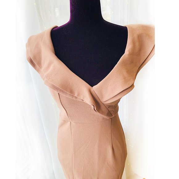 Midi Slit Blush-Pink Off-Shoulder Dress | MEDIUM - Picture 2 of 3